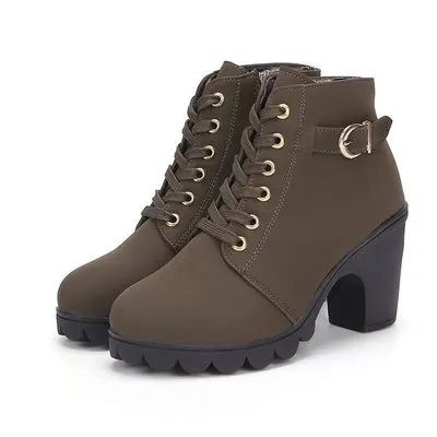 New spring winter women's high heels boots high quality thick-soled lace-up women's shoes PU short shoes fast delivery 41 42
New spring winter women's high heels boots high quality thick-soled lace-up women's shoes PU short shoes fast delivery 41 42