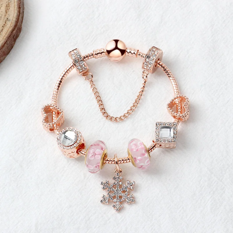 Luxury Rose Gold Snowflake Charm Bracelet for Women Hollow Love Bracelets & Bangles Christmas Gift
Luxury Rose Gold Snowflake Charm Bracelet for Women Hollow Love Bracelets & Bangles Christmas Gift