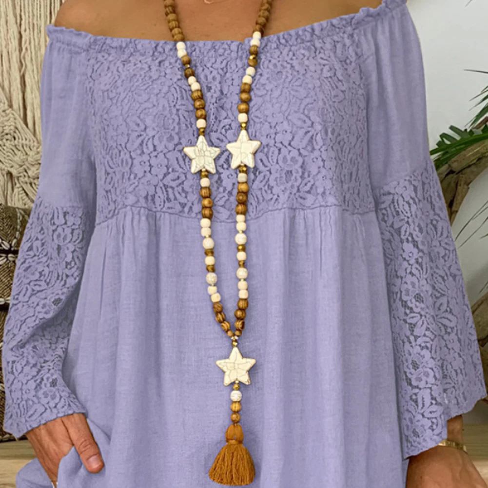 2022 New Fashion Bohemian Necklace Handmade Stones Tassels Wood Beads Necklace Long Women Jewelry Gifts 
2022 New Fashion Bohemian Necklace Handmade Stones Tassels Wood Beads Necklace Long Women Jewelry Gifts