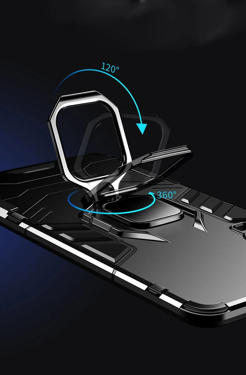 Чехол для Huawei P30 сверхпрочный армированный металлический кольцевой держатель