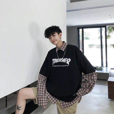 han Men's summer letter printing round neck short-sleeved wild loose trend half-sleeved T-shirt
han Men's summer letter printing round neck short-sleeved wild loose trend half-sleeved T-shirt