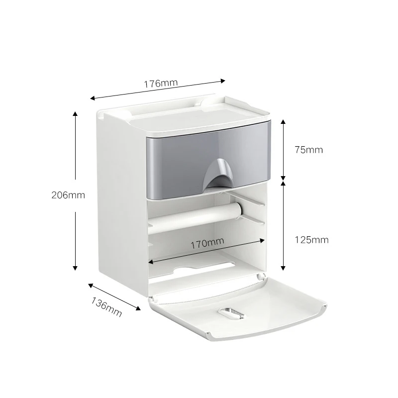 High-Quality Household Wall-Mounted Double-Layer Toilet Paper Holder Tissue Box Large Space Waterproof Drawer Type Storage Layer
High-Quality Household Wall-Mounted Double-Layer Toilet Paper Holder Tissue Box Large Space Waterproof Drawer Type Storage Layer