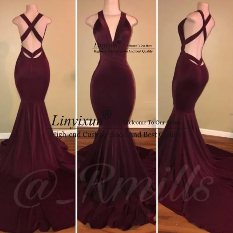 Hot Sale Simple Burgundy Velvet Prom Dresses Sexy Mermaid Backless Sleeveless Sweep Train Long Party Dresses Evening Gowns
Hot Sale Simple Burgundy Velvet Prom Dresses Sexy Mermaid Backless Sleeveless Sweep Train Long Party Dresses Evening Gowns