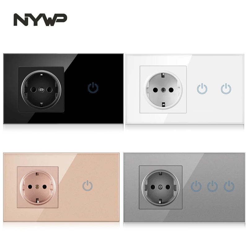 NYWP Touch sensor switch with socket crystal glass panel 110~250V 16A 146*86mm wall socket with Light Switch 1/2/3Gang 1Way
NYWP Touch sensor switch with socket crystal glass panel 110~250V 16A 146*86mm wall socket with Light Switch 1/2/3Gang 1Way