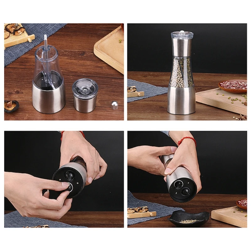 Salt Pepper Grinder Mill Set Salt & Pepper Shakers Stainless Steel Adjustable
Salt Pepper Grinder Mill Set Salt & Pepper Shakers Stainless Steel Adjustable