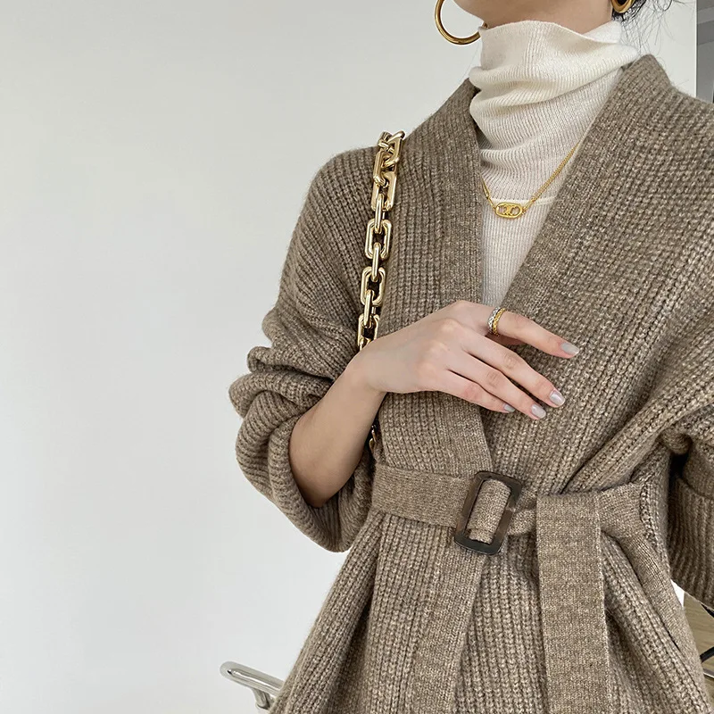 Lazy wind lace-up thick knit cardigan autumn/winter 2021 retro medium length loose sweater women's trend street wear
Lazy wind lace-up thick knit cardigan autumn/winter 2021 retro medium length loose sweater women's trend street wear