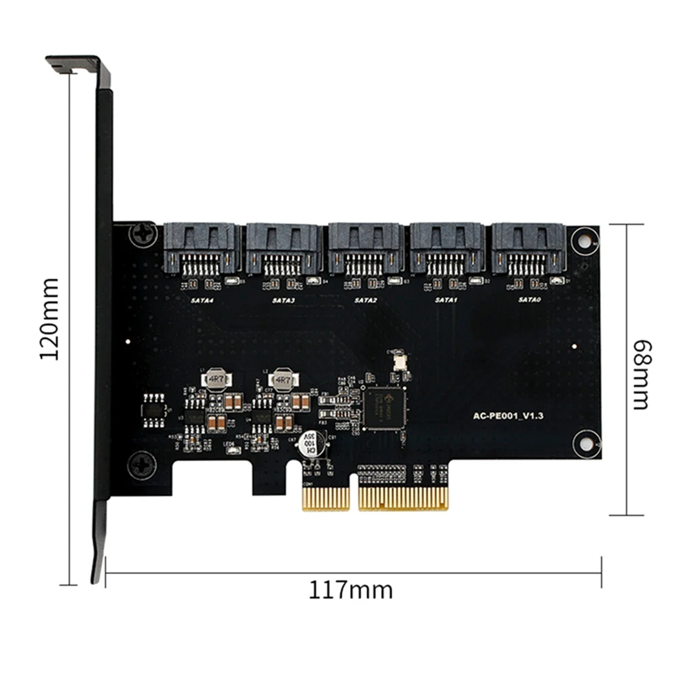 5port Sata3.0 Expansion Card Transmission Rate 6Gbps JMB585 PCI-E to 5 SATA Riser Card for PCI Express X4 X8 X16
5port Sata3.0 Expansion Card Transmission Rate 6Gbps JMB585 PCI-E to 5 SATA Riser Card for PCI Express X4 X8 X16