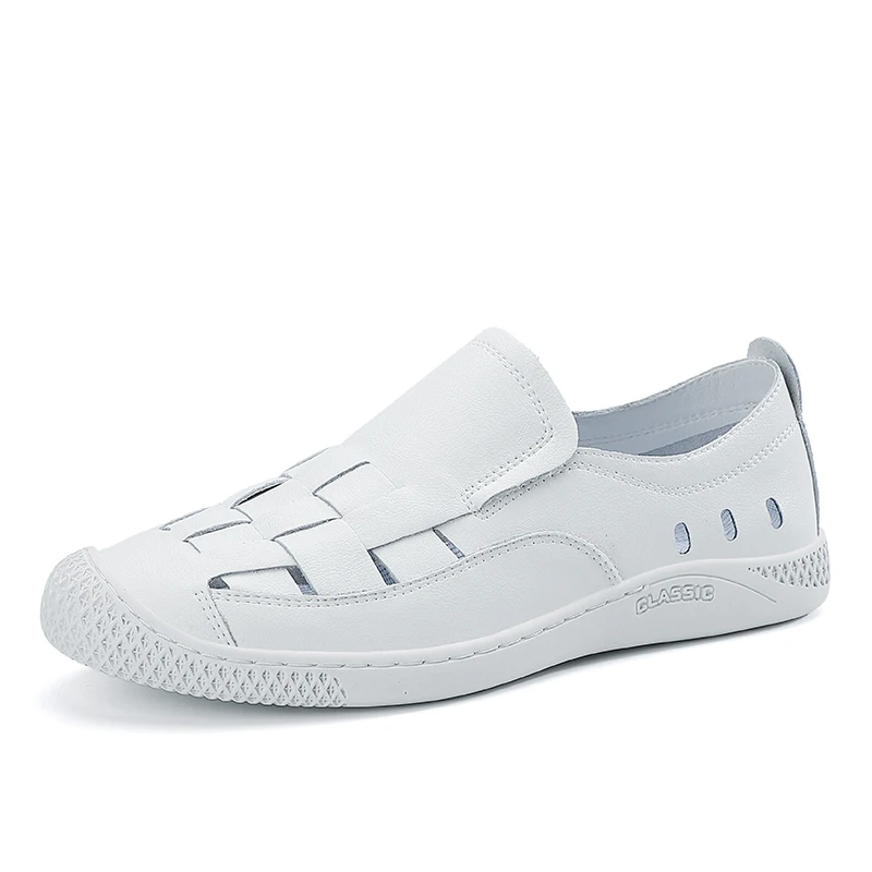 Breathable Hollow Out Men's Summer Shoes Fashion Flat Sandals Leather Casual Shoes Men Comfort White Loafers 2021 New Arrivals
Breathable Hollow Out Men's Summer Shoes Fashion Flat Sandals Leather Casual Shoes Men Comfort White Loafers 2021 New Arrivals
