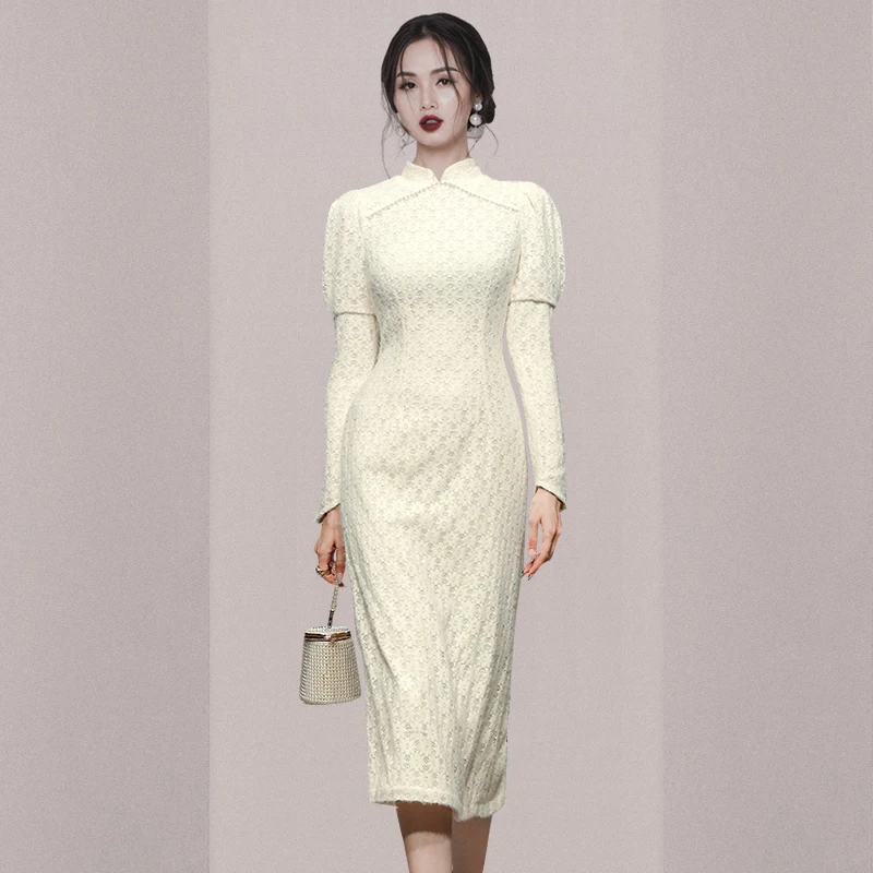 Роскошное модное кружевное офисное платье с жемчугом, женское осеннее элегантное деловое дизайнерское платье-футляр с воротником-стойкой, ... 
Роскошное модное кружевное офисное платье с жемчугом, женское осеннее элегантное деловое дизайнерское платье-футляр с воротником-стойкой, ...