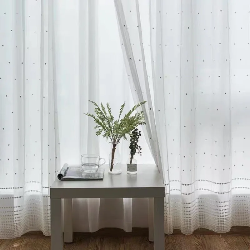 

Solid White Tulle Curtains For Living Room Bedroom Embroidery Sheer Curtains Voile Window Treatments Drapes Blind