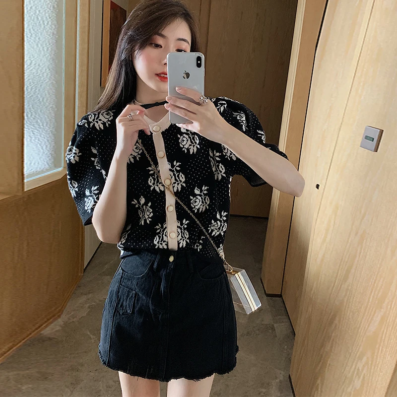 women's loose lazy short retro knit shirt Women's tops 2021 new slim slimming cardigan
women's loose lazy short retro knit shirt Women's tops 2021 new slim slimming cardigan