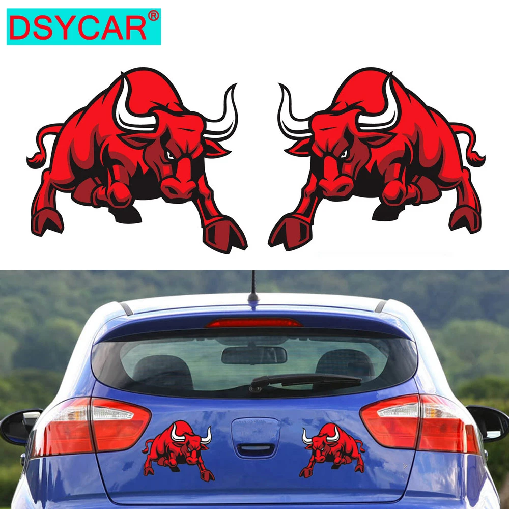 DSYCAR 1 пара Angry наклейка с быком Светоотражающая виниловая Автомобильная s