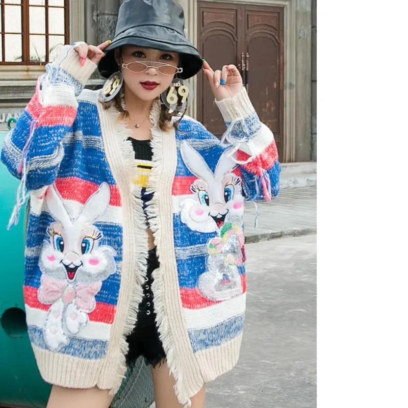 QING MO 2020 весенний женский свитер с милым кроликом блестками мультяшным принтом