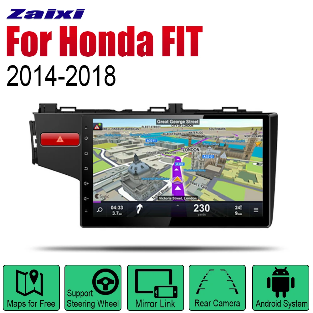 Фото Android автомобильное радио стерео GPS навигация для Honda FIT/JAZZ 2014 ~ 2018 Bluetooth wifi 2din