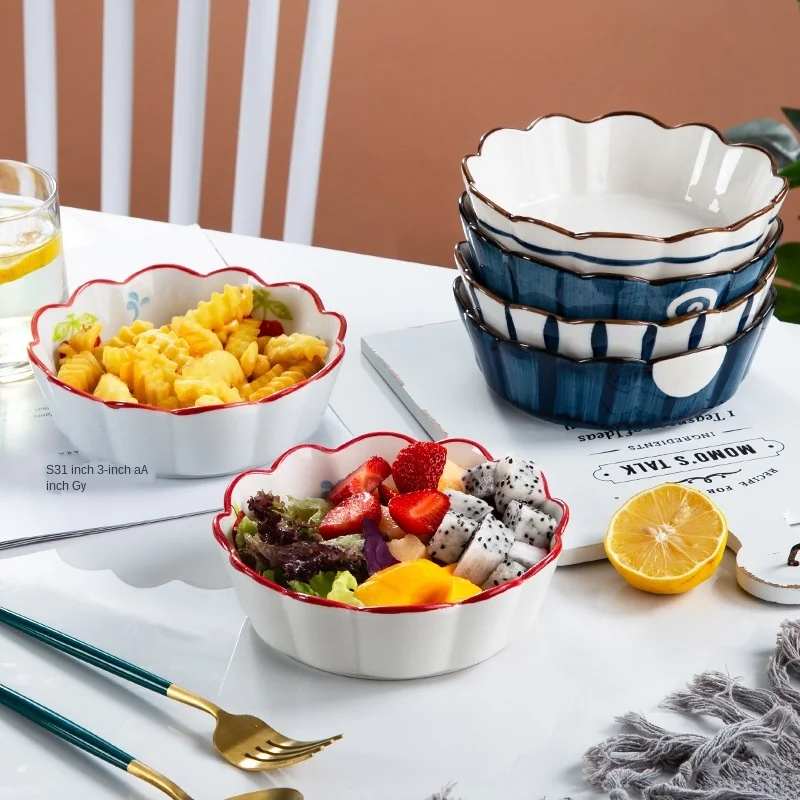 

Керамическая кружевная гофрированная креативная десертная тарелка в скандинавском стиле для салата, фруктов, чаша для выпечки, Бытовая Пос...