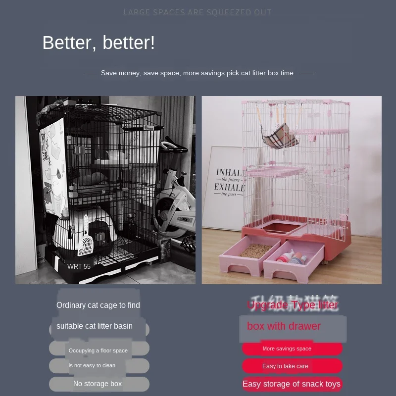 Widened platform design cat cage mute universal wheel dog bed breathable steel wire paint craft pet house
Widened platform design cat cage mute universal wheel dog bed breathable steel wire paint craft pet house