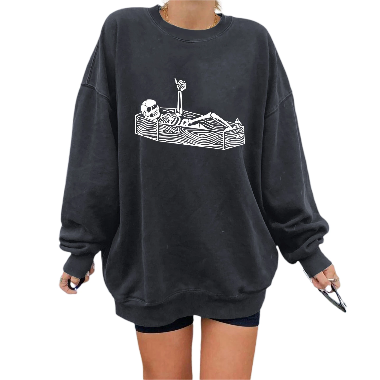 Women Halloween Loose Sweater Adults Skeleton Print Long Sleeve Round Neck Sweatshirt
Women Halloween Loose Sweater Adults Skeleton Print Long Sleeve Round Neck Sweatshirt