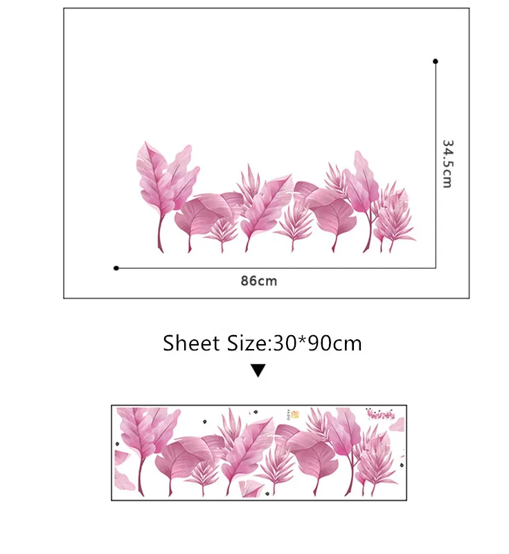 Nordic Стиль розовые листья настенная Романтический Гостиная Спальня исследование
