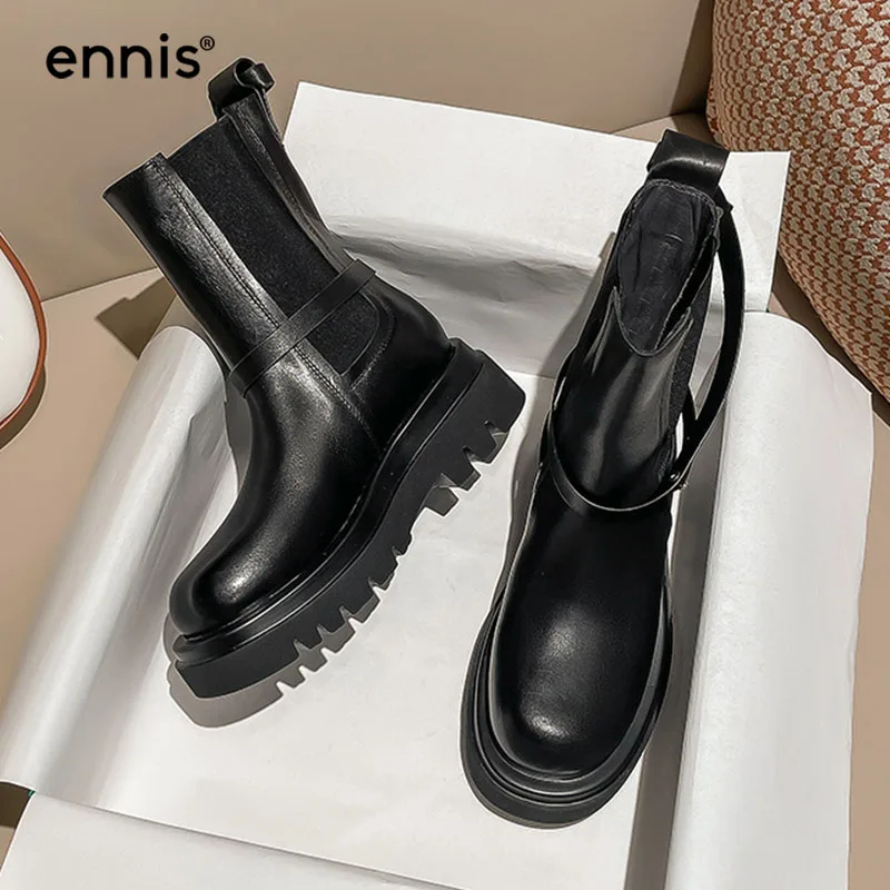 ENNIS Brand Chelsea Boots Women's Shoes Genuine Leather Boots Autumn Winter Flat Platform Black Boots Brown Fashion 2021 B112
ENNIS Brand Chelsea Boots Women's Shoes Genuine Leather Boots Autumn Winter Flat Platform Black Boots Brown Fashion 2021 B112