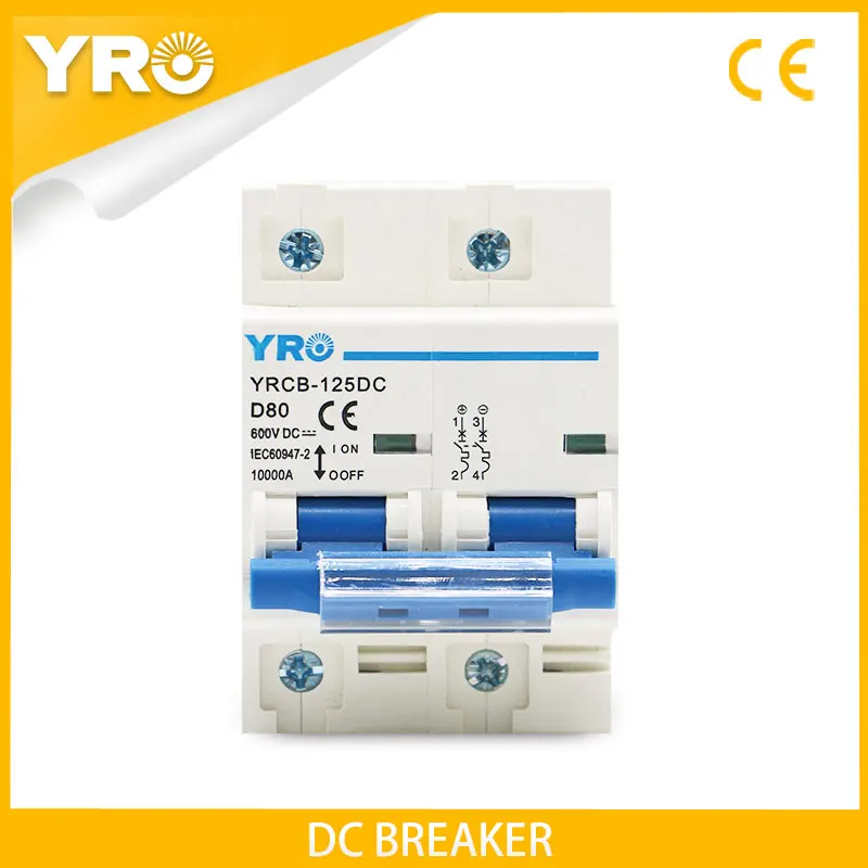2P DC 600V Solar Mini Circuit Breaker 80A 100A 125A FOR PV System Battery Main Switch YRCB-125DC
2P DC 600V Solar Mini Circuit Breaker 80A 100A 125A FOR PV System Battery Main Switch YRCB-125DC