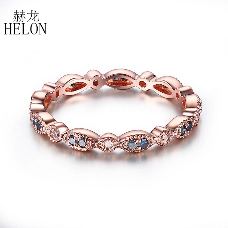 

Однотонное кольцо HELON из розового золота 14 к AU585 0,25 карат с натуральными бриллиантами и синими бриллиантами, обручальное кольцо, модные ювел...