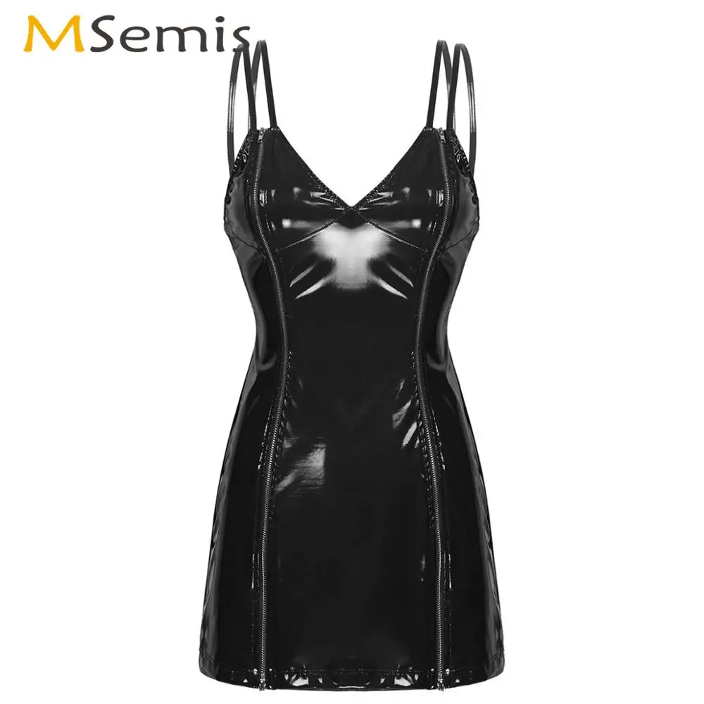 Женское облегающее платье из латекса с двойными лямками и глубоким v-образным вырезом, вечерние платья из лакированной кожи
Женское облегающее платье из латекса с двойными лямками и глубоким v-образным вырезом, вечерние платья из лакированной кожи