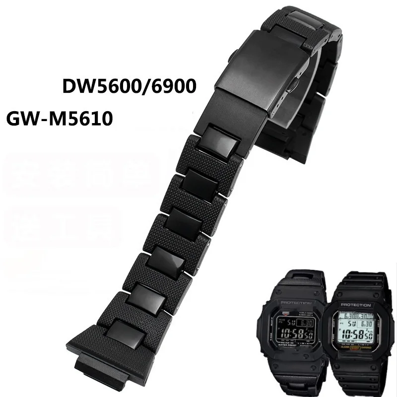 Черные пластиковые starps для Casio G SHOCK DW6900 DW9600 ремешок часов со стальной пряжкой 16 мм