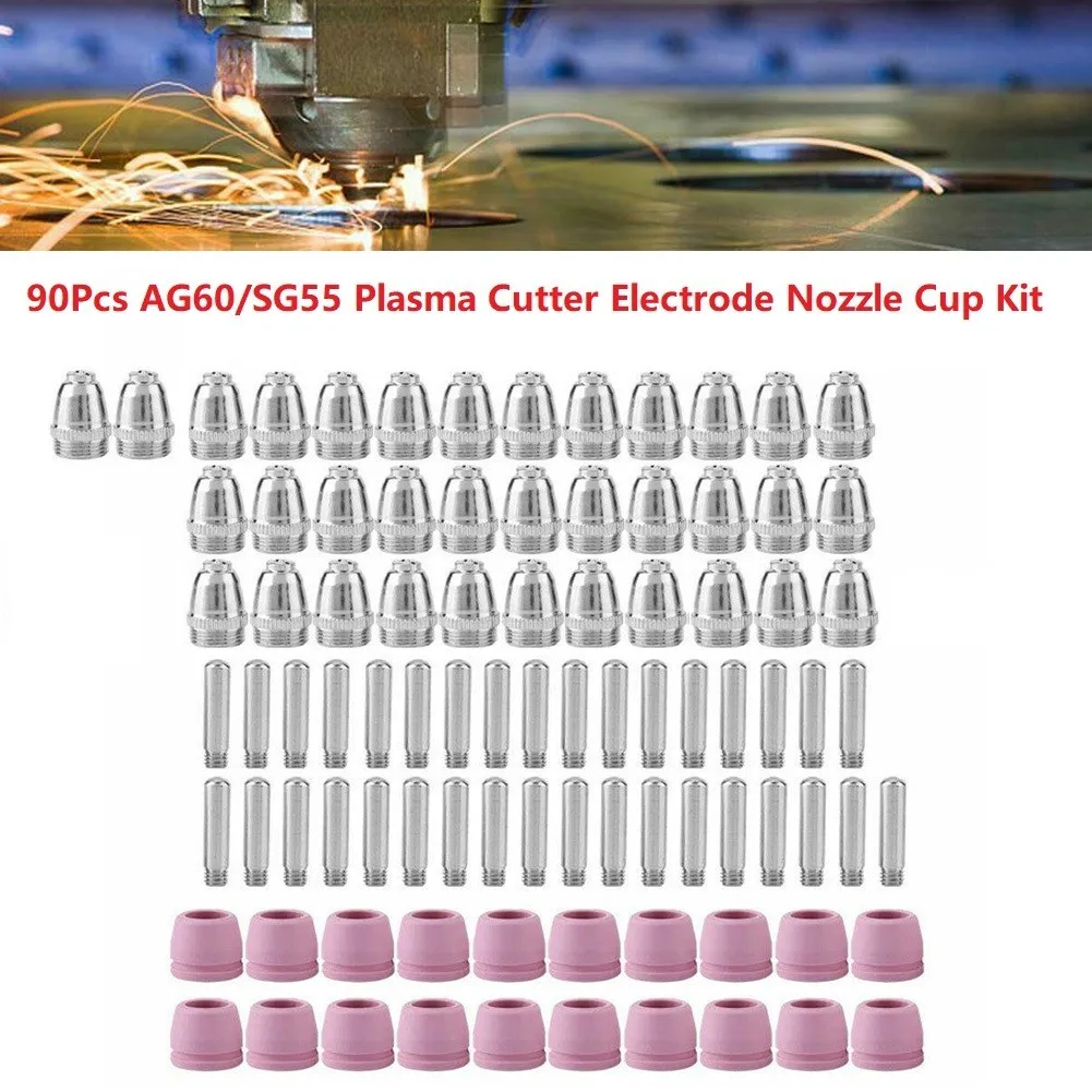 90 Pcs AG60 SG55 Plasma Cutting Machine Consumables Kit 35 Electrodes+35 Nozzles+20Ceramic Shield Cups Welding Repair Supplies
90 Pcs AG60 SG55 Plasma Cutting Machine Consumables Kit 35 Electrodes+35 Nozzles+20Ceramic Shield Cups Welding Repair Supplies