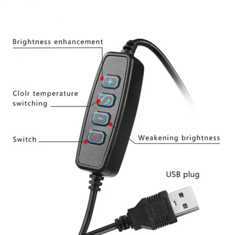 Светодиодный светильник для селфи с 3 режимами настольного видео кольца телефона