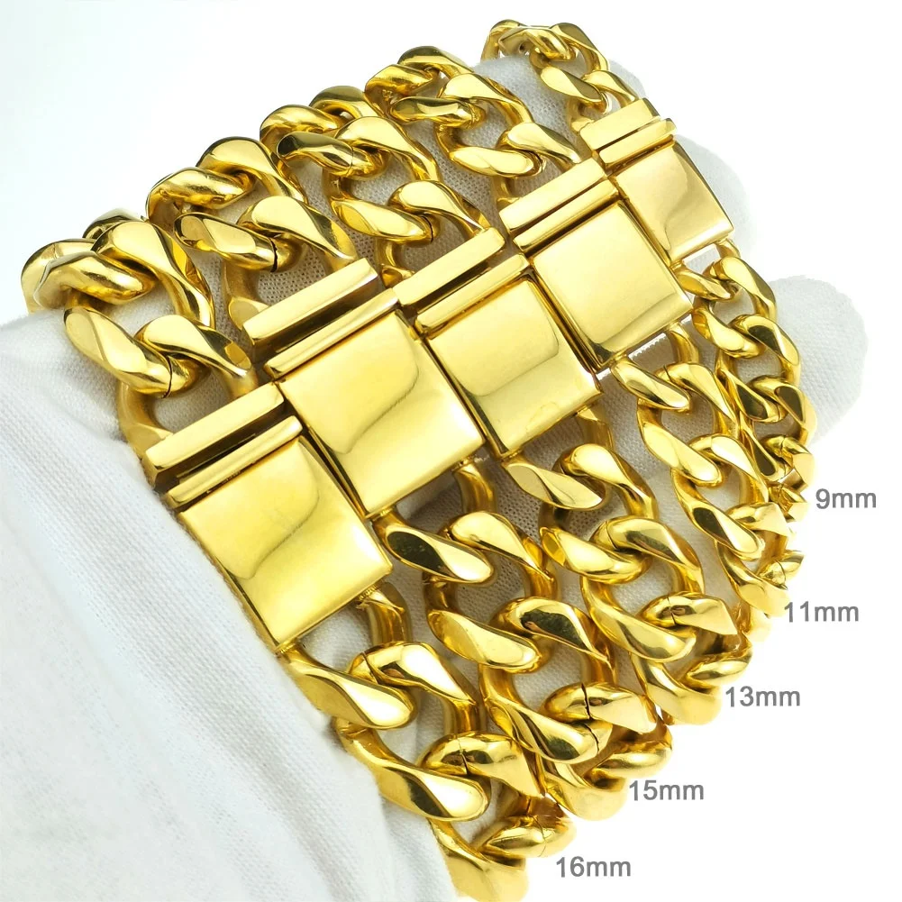 Drop Shipping Jewelry 18k Gold Plated 9-16mm Stainless Steel Miami Cuban Bracelet Men Women
Drop Shipping Jewelry 18k Gold Plated 9-16mm Stainless Steel Miami Cuban Bracelet Men Women
