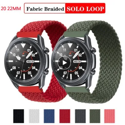20mm 22mm Braied Solo Loop Band for Samsung Galaxy Watch 46mm/42mm/active 2 Gear S3 /S2 Nylon bracelet Huawei GT/GT2 Pro strap
20mm 22mm Braied Solo Loop Band for Samsung Galaxy Watch 46mm/42mm/active 2 Gear S3 /S2 Nylon bracelet Huawei GT/GT2 Pro strap