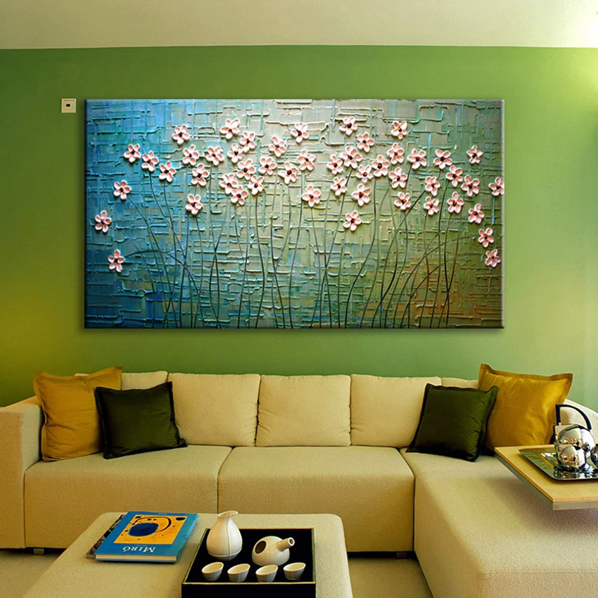 Hot sale cheaper white flowers blue back landscape Handmade canvas oil painting wall art picture for living room home deocration
Hot sale cheaper white flowers blue back landscape Handmade canvas oil painting wall art picture for living room home deocration