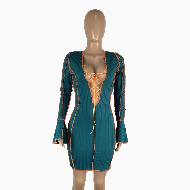 Sexy Deep V Low Cut Bandage Dresses for Women Party Night Club Wear Ladies Ribbed Knit Long Sleeve Bodycon Mini Dress
Sexy Deep V Low Cut Bandage Dresses for Women Party Night Club Wear Ladies Ribbed Knit Long Sleeve Bodycon Mini Dress