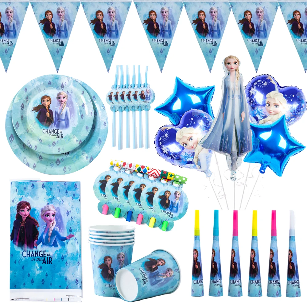 

Frozen 2 Elsa Anna Girls Theme Birthday Party Decorations Kids Disposable Tableware Paper Napkins Plate Balloon Party Supplies