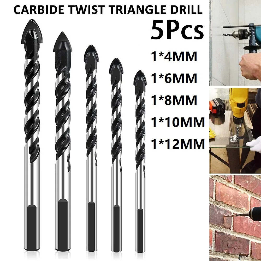 5 Pcs Drill Bits Carbide Triangle Marble Drilling Glass Tile Ceramic Drill Bit Wood Cutter Woodworking Tools Accessories
5 Pcs Drill Bits Carbide Triangle Marble Drilling Glass Tile Ceramic Drill Bit Wood Cutter Woodworking Tools Accessories