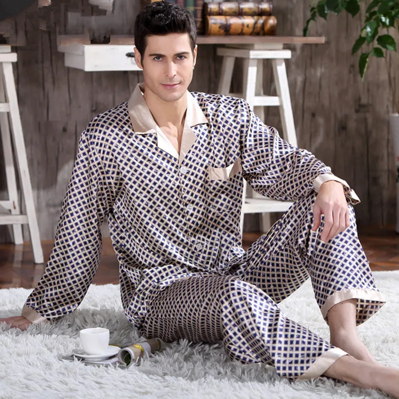Plus Size Men Luxury Satin Pajamas Long Sleeved Silk Pijama Sleepwear For Men Pyjamas Set Printed Nightwear Man
Plus Size Men Luxury Satin Pajamas Long Sleeved Silk Pijama Sleepwear For Men Pyjamas Set Printed Nightwear Man