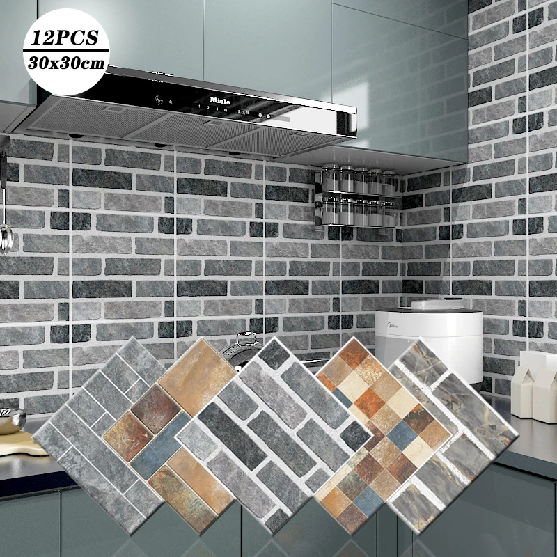 12Pcs/Set Retro Self-Adhesive Tile Sticker DIY Waterproof PVC Brick Wallpaper Kitchen Wall Decals
12Pcs/Set Retro Self-Adhesive Tile Sticker DIY Waterproof PVC Brick Wallpaper Kitchen Wall Decals