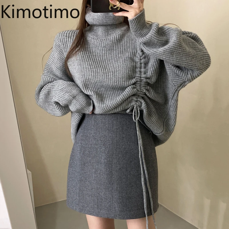 Design Sweater Women Korean Chic Minority Side Drawstring Turtleneck Pullover Autumn Winter Solid Long Sleeve Knit Tops
Design Sweater Women Korean Chic Minority Side Drawstring Turtleneck Pullover Autumn Winter Solid Long Sleeve Knit Tops