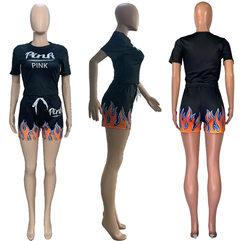 New Summer Letter Print Two Piece Set Women 2 Piece Pink Outfits Short Sleeve T Shirt+Biker Shorts Set Bodycon Fitness Clothing
New Summer Letter Print Two Piece Set Women 2 Piece Pink Outfits Short Sleeve T Shirt+Biker Shorts Set Bodycon Fitness Clothing