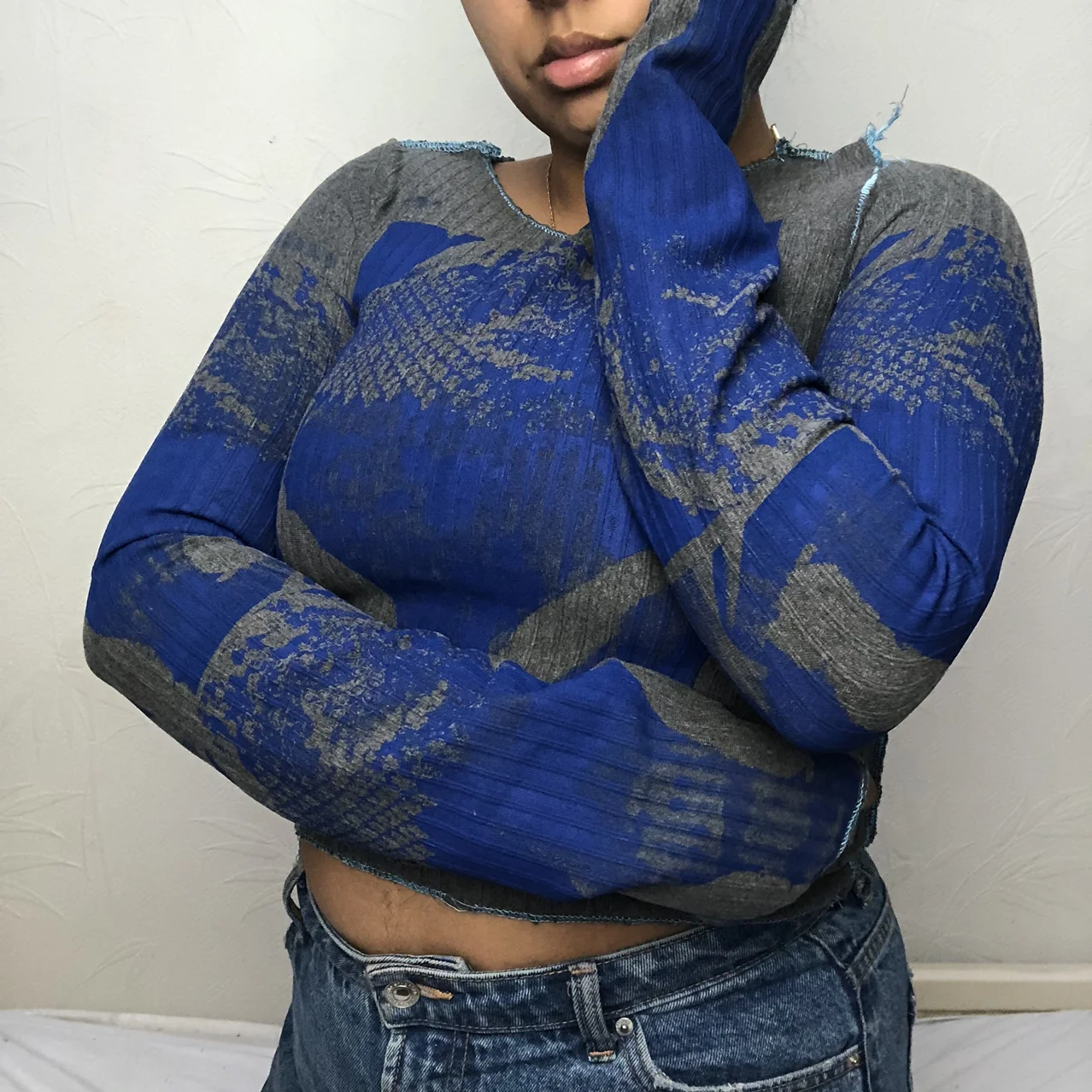 Women Abstract Print Crop Tops Long Sleeve Crew Neck Slim Fit Rib Knit Shirts Pullovers Blue Pink
Women Abstract Print Crop Tops Long Sleeve Crew Neck Slim Fit Rib Knit Shirts Pullovers Blue Pink