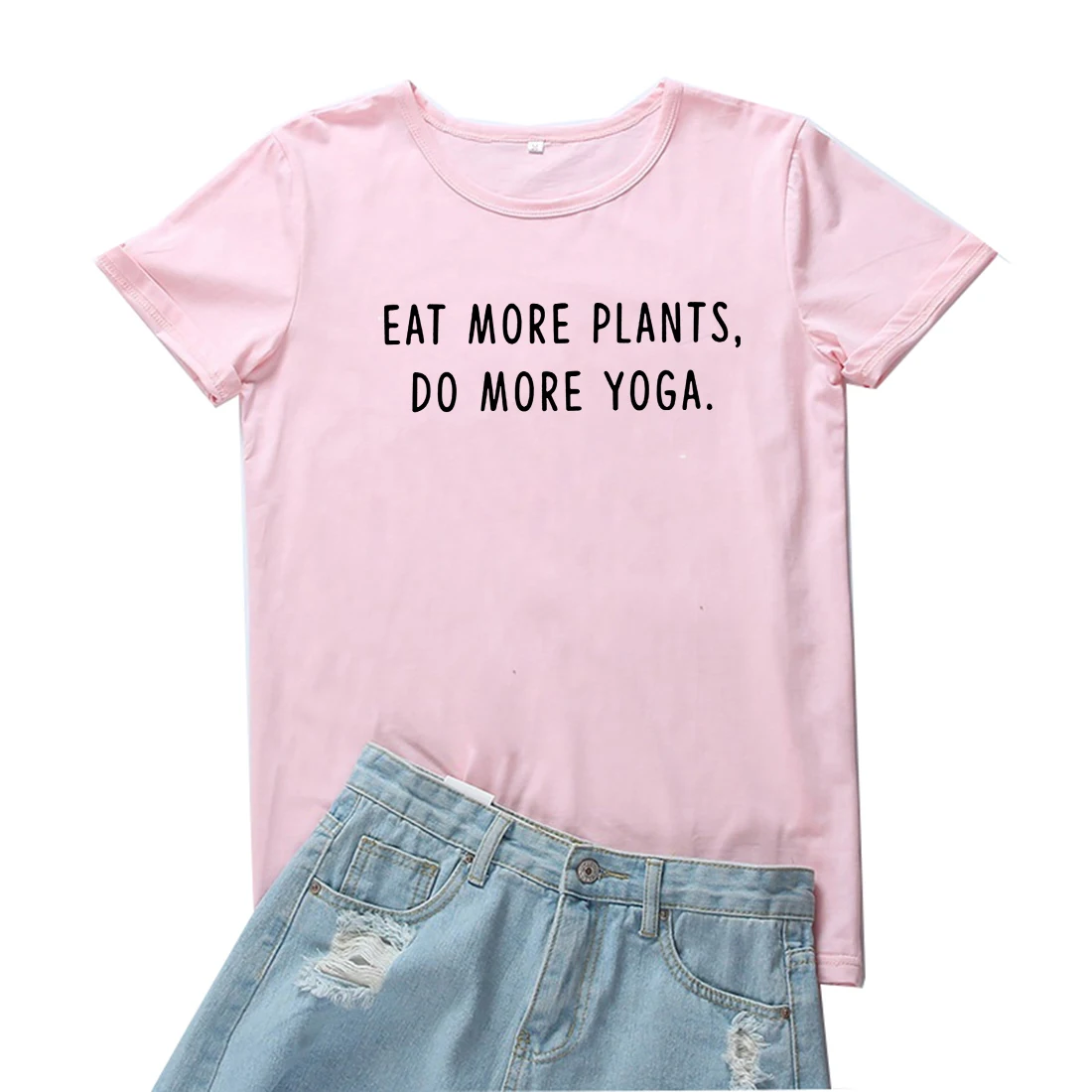 Футболка Eat More растения Do Yoga Женская забавная Готическая графическая одежда