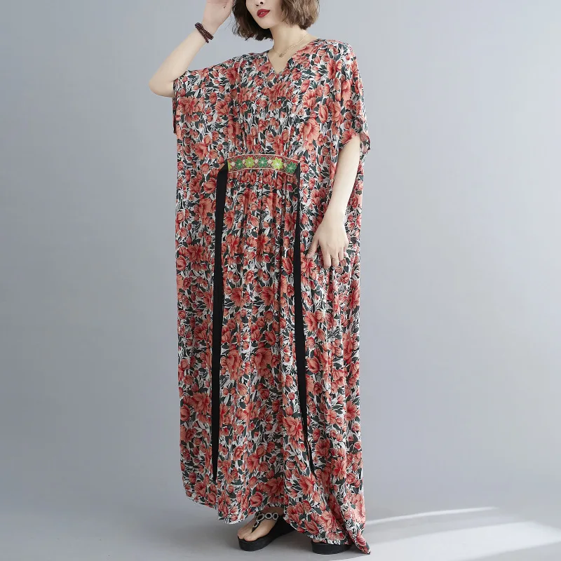 Summer Plus Size V-neck Loose Maxi Dresses Women Beach Print Bohemian Robe Dress Holiday Dresses Fat Women Dress Batwing Sleeve
Summer Plus Size V-neck Loose Maxi Dresses Women Beach Print Bohemian Robe Dress Holiday Dresses Fat Women Dress Batwing Sleeve