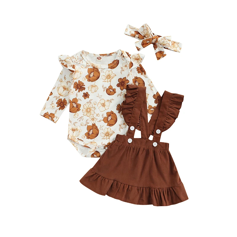Baby Girl Fashion Costume Sets, Floral Print Long Sleeve Romper + Ruffle Suspender Flared Skirt + Headband
Baby Girl Fashion Costume Sets, Floral Print Long Sleeve Romper + Ruffle Suspender Flared Skirt + Headband