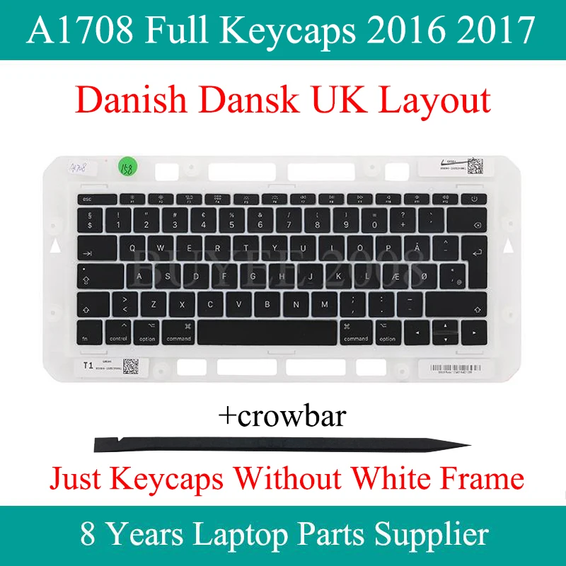 Оригинальная сменная клавиатура 13 "A1708 Dansk для Macbook Pro Retina A1708 клавиши с датской