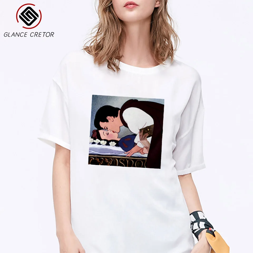 Летняя футболка белоснежка забавная модная с принтом пародия личности Harajuku