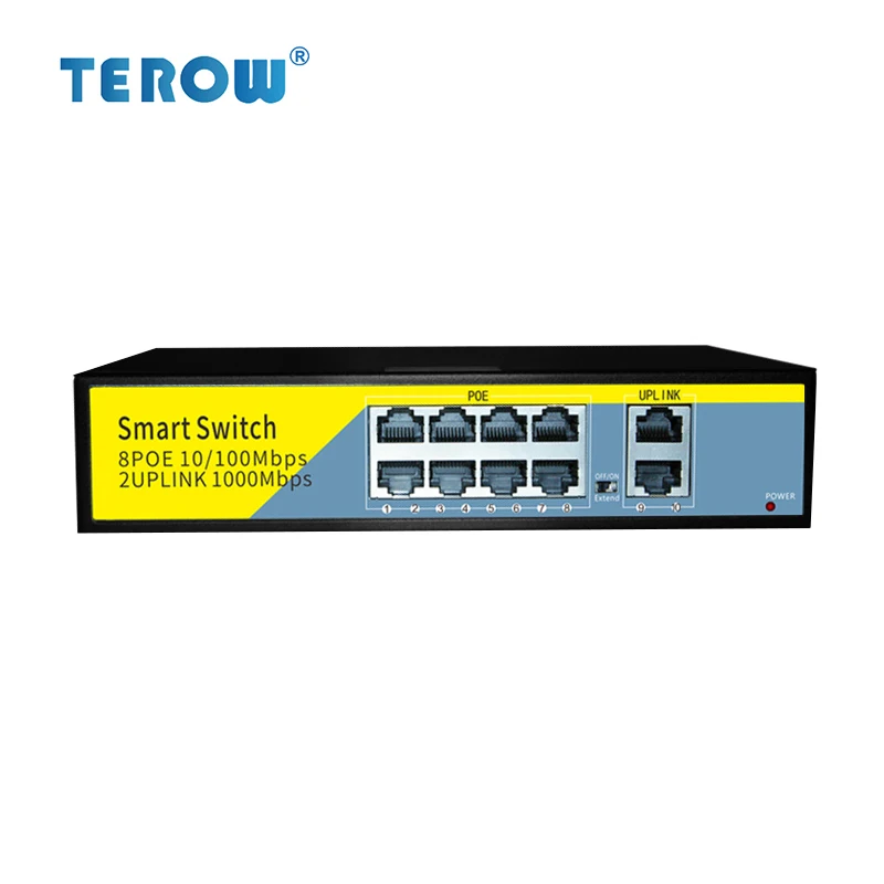 TEROW POE Gigabit Ethernet Switch 52V with 8-Port POE+2 Uplinks for Wireless AP or Network Surveillance Camera 0-250 Meters
TEROW POE Gigabit Ethernet Switch 52V with 8-Port POE+2 Uplinks for Wireless AP or Network Surveillance Camera 0-250 Meters
