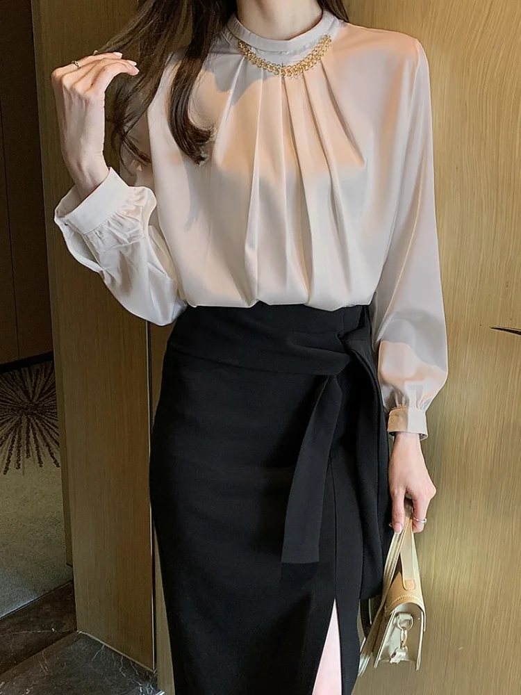 Women's Blouses Chiffon O-neck Shirt Shirts Slim Solid Fashion Lady Casual Blusas Long Sleeve Tops Buttons Houthion
Women's Blouses Chiffon O-neck Shirt Shirts Slim Solid Fashion Lady Casual Blusas Long Sleeve Tops Buttons Houthion