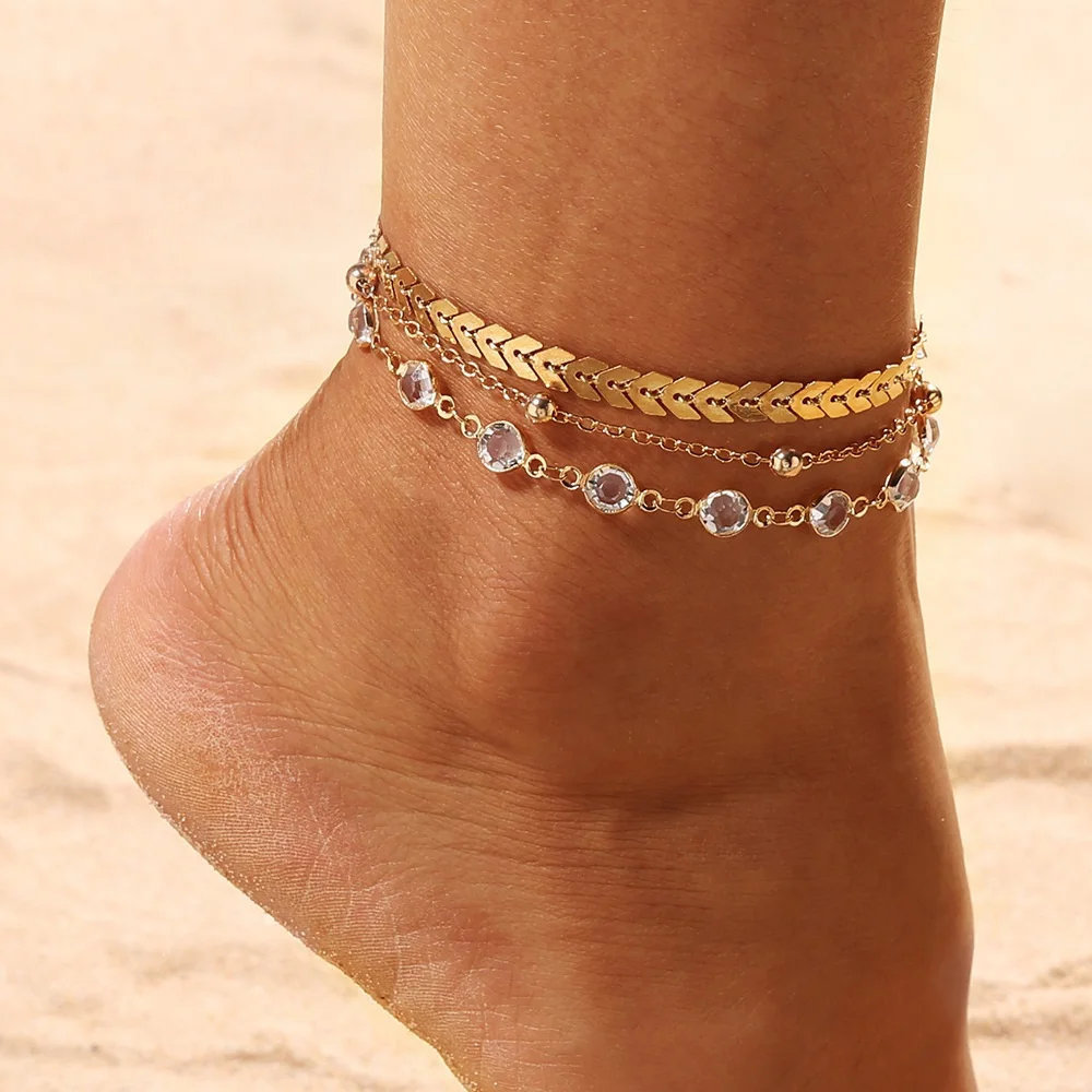New Popular Beach Anklet Simple Metal SequinAnklet Jewelry Women Three Groups of Multi-Layer Anklet Valentine's Preferred
New Popular Beach Anklet Simple Metal SequinAnklet Jewelry Women Three Groups of Multi-Layer Anklet Valentine's Preferred
