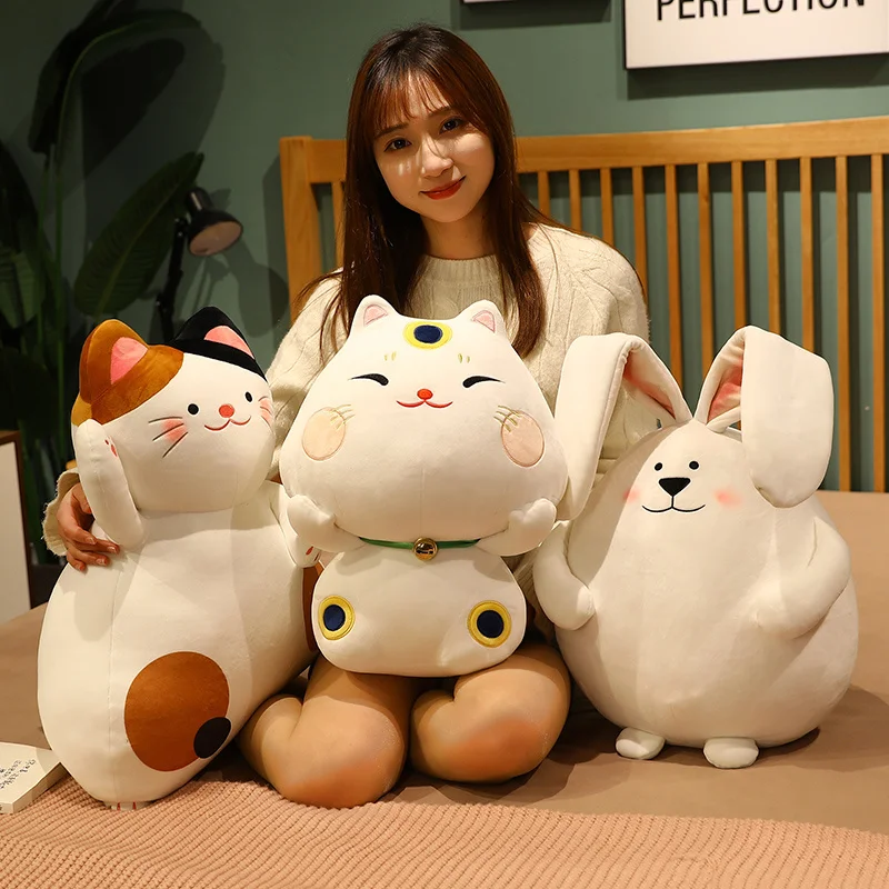 

Cute Long-eared Rabbit Lucky Cat Plush Toy Stuffed Soft Animal Cartoon Pillow Christmas Gift For Kids Cute Valentine’s Day Gift