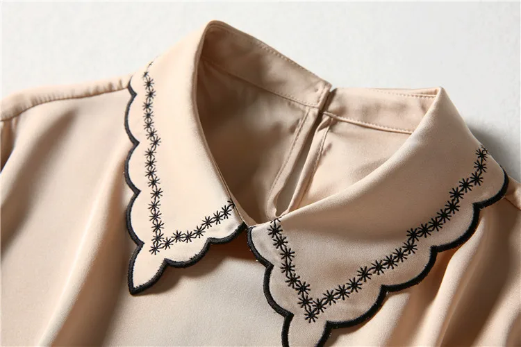 European and American women's clothes spring The new 2021 Long-sleeved embroidered lapel shirt in solid color fashion silk
European and American women's clothes spring The new 2021 Long-sleeved embroidered lapel shirt in solid color fashion silk